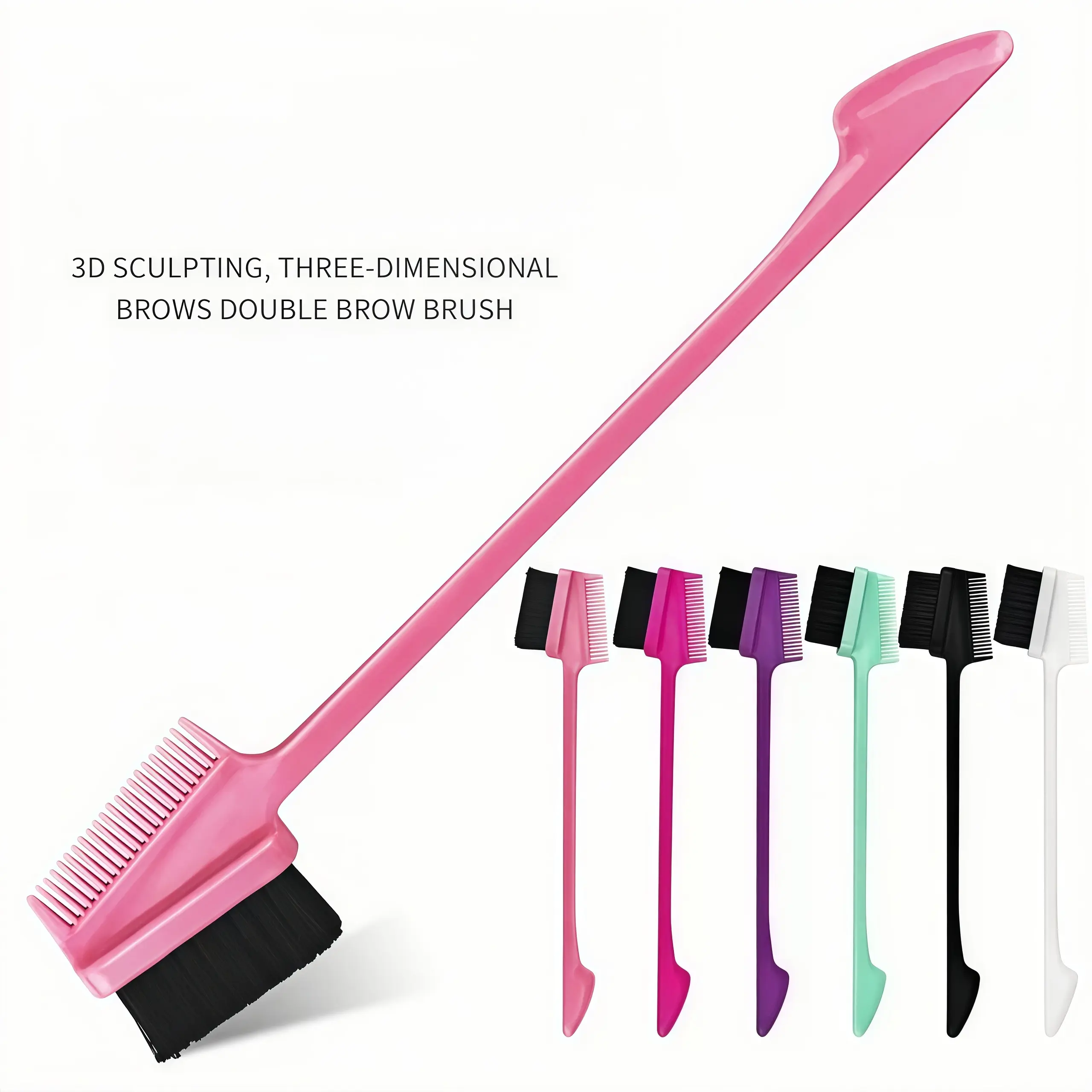 LEFGODY Professional 3-in-1 Edge Control Brush for Women, Double-Sided Hair Styling Tool with Comb and Pintail for Edges and Bangs