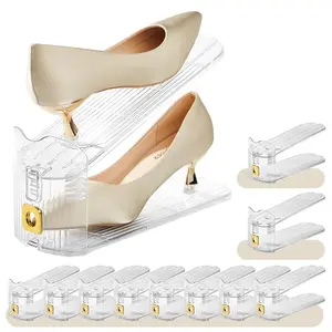 10 Pack Clear Shoe Slots Organizers Shoe Stacker Organizer for Closet Shoe Stackers for a Pair of Shoes Shoe Display Shelf Shoe Rack Holders Space Saver Organizer for Shoe