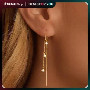 NECOCY 3 Zircon Ear Thread Tassel Pendant Earrings for Women Dainty Long Hanging Chain Trendy Hypoallergenic Dangling Threader Earrings for Fashion Lightweight High Quality dealsforyoudays