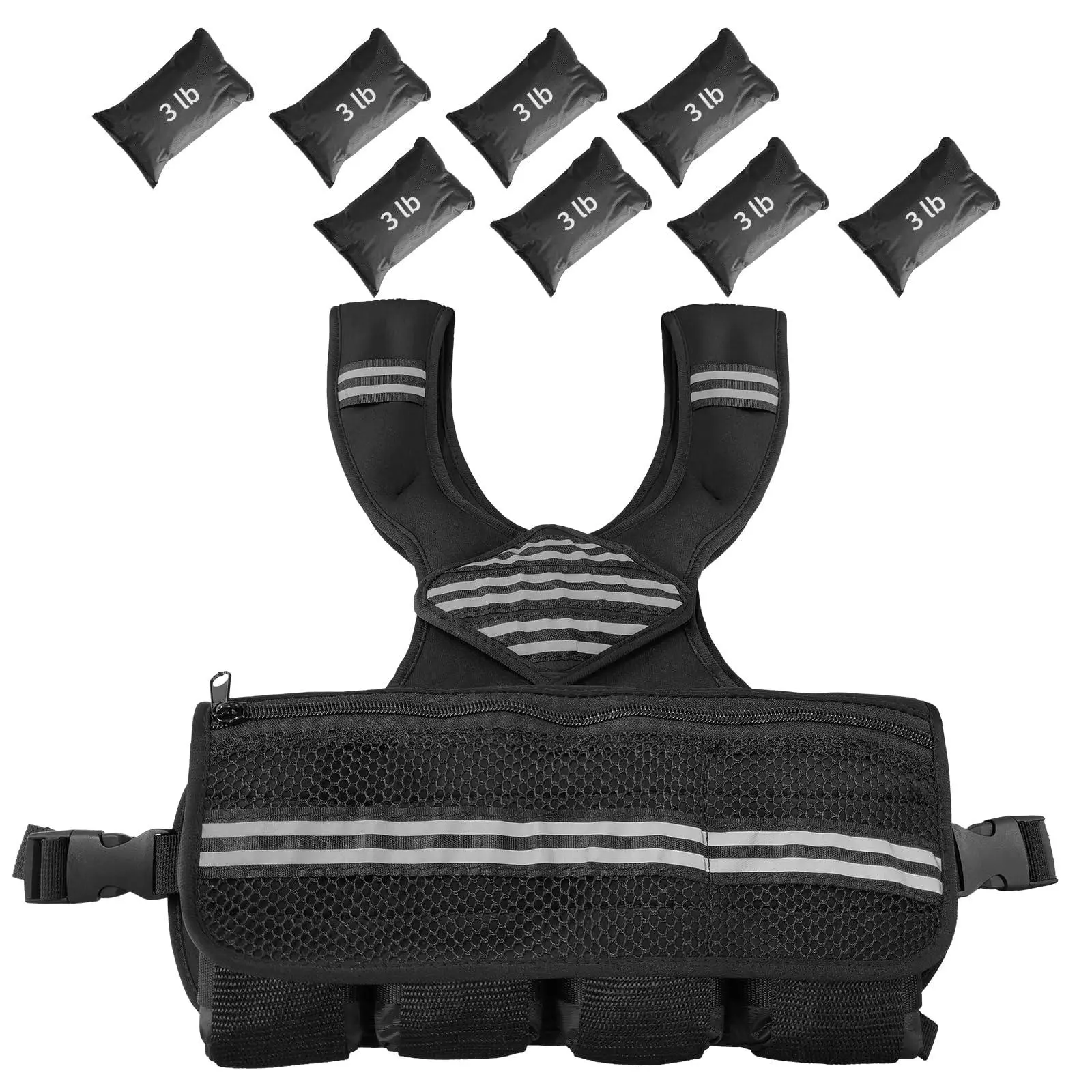 GARVEE Easy-Adjust Weighted Vest for Men, with Reflective Stripe, Mesh Fabric Pocket, Ideal for Walking, Training