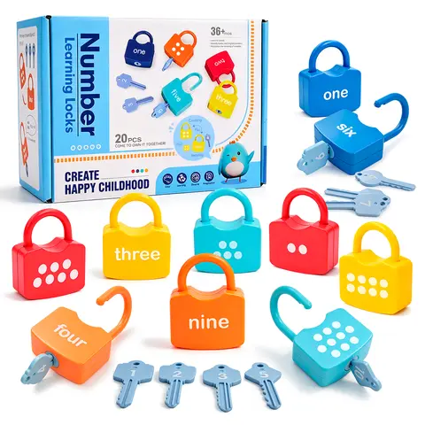 Kids Montessori Number Lock & Key Matching Toy, 1–10 Counting Math Learning Tools, ABS Plastic Hands-On Play Number Sense Educational Game for Toddlers 3+, Gift Ideas for Kids (Birthday/Christmas) Preschool Learning Supplies