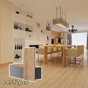 26pc/52pc Eco-Friendly Thick Self-Adhesive Floor Tiles, High Fidelity Wood Grain Stone Plastic Flooring, Waterproof Anti-Slip Wear Resistant