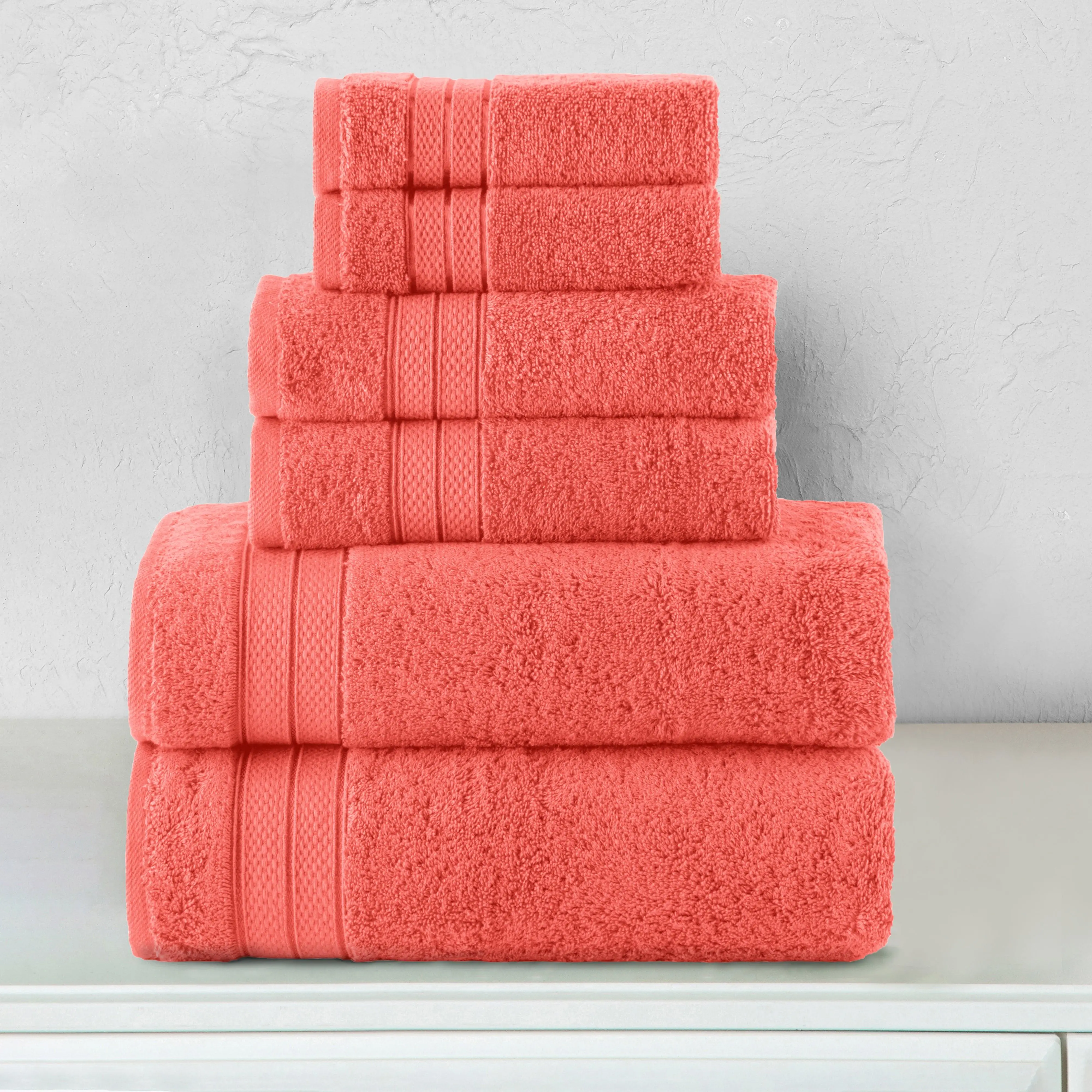 Elegant Comfort 6-Piece Turkish Cotton Towel Set – Luxury Soft & Absorbent, Includes 2 Bath Towels, 2 Hand Towels, and 2 Washcloths, Plush Bathroom Essentials
