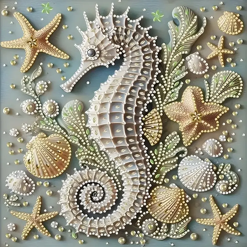 Adult DIY Diamond Painting Kit with Diamond Art Tools, Diamond Art Mosaic, Seahorse Series Unique Design Colorful Pattern, Irregular Shape Crystal Art, Holiday Gift, Wall Decor, DIY Kits, 30x30 Cm Unframed