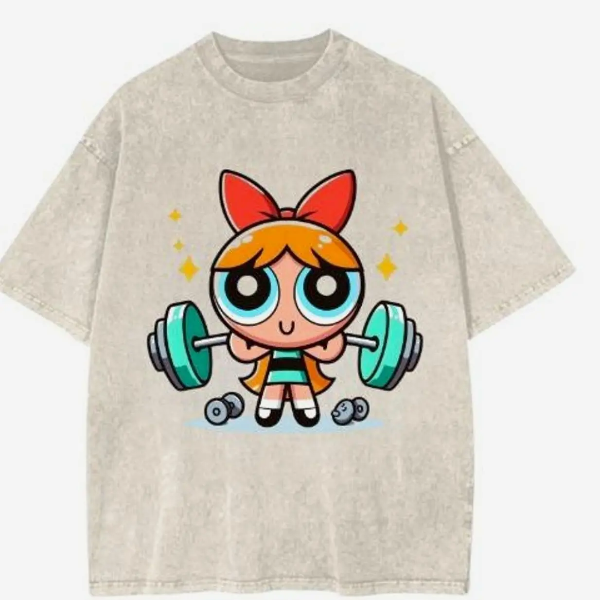 Bubbles Powerpuff Girls Gym T-Shirt, Cute Funny Graphic Gym Tee, Trendy Workout Shirt, Casual Fitness Apparel, For Men, For Women D