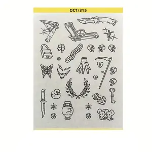 Pre-Drawn Tattoo Transfer Paper Roll, Tattoo Stencil, Fashion Style, Ca Prop 65 Compliant, No Additional Features, Ideal for Temporary Tattoos