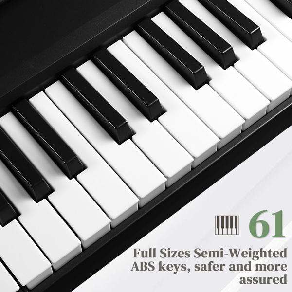 Folding Piano Keyboard,61 Keys Sensitive Electric Piano, Weighted Portable Electric Keyboards with Bluetooth , Digital Foldable Keyboard for Beginner (Black)61Key Folding Piano Semi-Weighted Standard Keyboards Digital Piano with Bluetooth, Handbag
