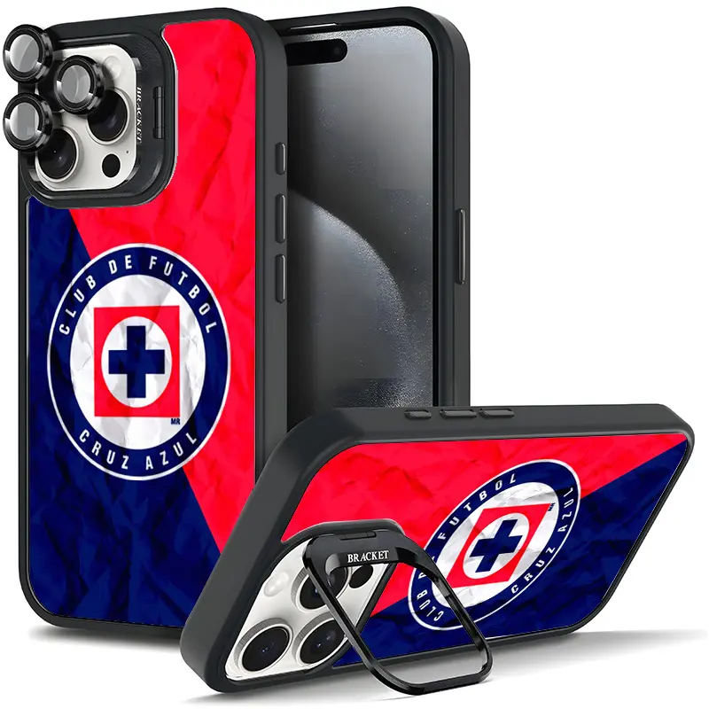 Cruz Azul Club de Futbol Patterned TPU Silicone Phone Case - Heavy Duty Protection, Anti-Drop, Shockproof Full Coverage with Magnetic Lens Guard, Film Bracket Stand, Protector for iPhone 15 Plus,17/AIR,16-11 PRO PLUS MAX, Samsung (11X-L1120)