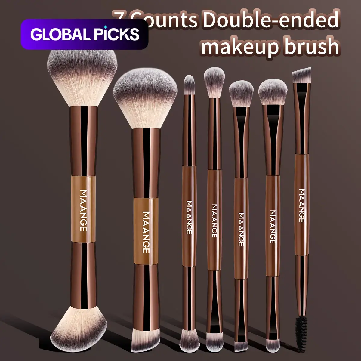 Maange 7-Piece Dual-Ended Makeup Brush Set, Multifunctional Makeup Brushes, Professional Brushes for Foundation, Concealer, Blush, Eyeshadow & Contour, Cruelty-Free Synthetic Bristles, Makeup Accessories Gift for Friends #GLOBAL PICKS