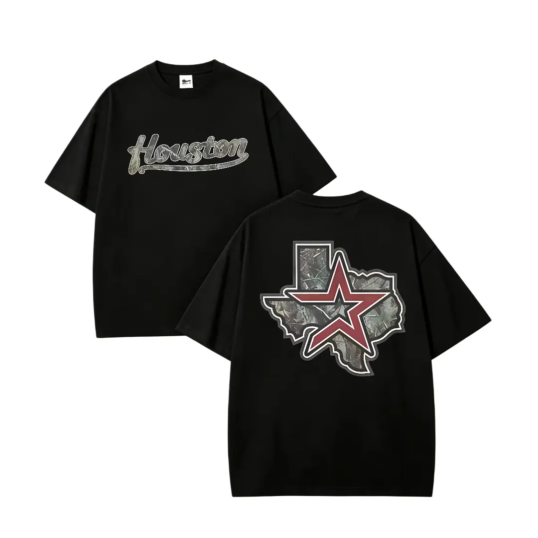 100% cotton Houston Texas Camo Graphic Tshirt, Camo Star Texas Edition Vintage Tshirt, Houston Camo Vintage T-Shirt, Fashion For All, Full Size, Full Color