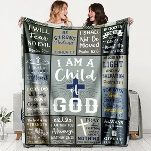 Christian Faith Encouragement Blanket with Inspirational Bible Verses, Lightweight All-Season Throw, Flannel Throw Blanket, Flannel Cozy Blanket, Perfect Gift for Friends & Family