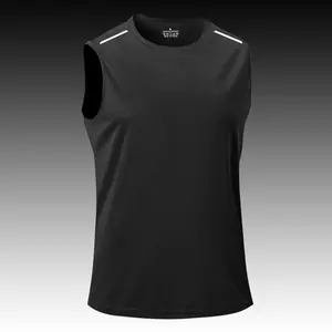 Men's Breathable Mesh Sleeveless Tank Top, Quick Dry Crew Neck Gym Running Training Shirt, Lightweight Polyester Sports Activewear for Summer