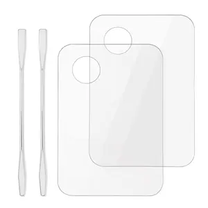 Acrylic Cosmetic Makeup Palette, Makeup Mixing Tray with Makeup Spatula Metal Mirror for Beauty Salon Color Cream Liquid Foundation Mixing Palette (10 Pcs Makeup Spatula Sets)