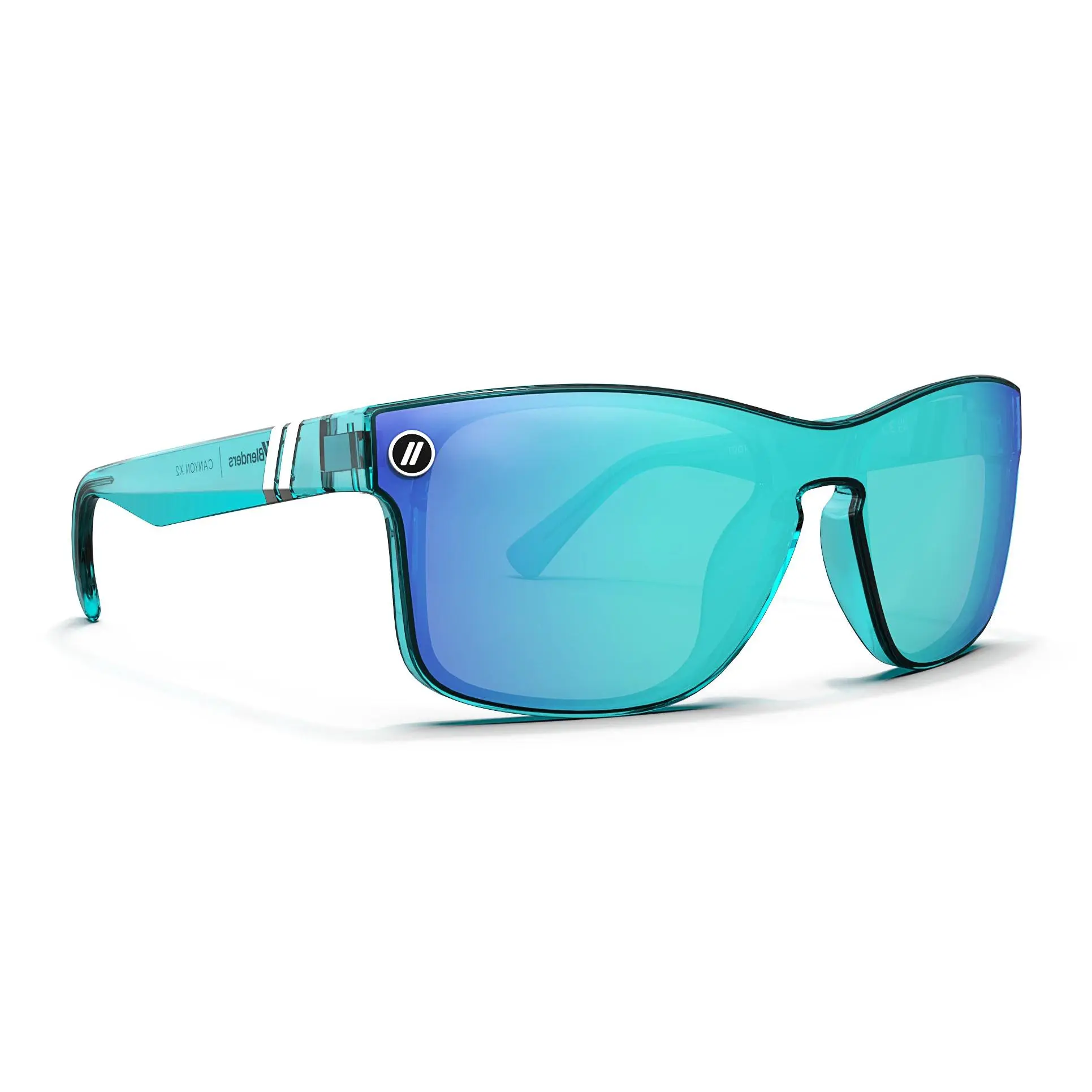 Blenders Eyewear Canyon X2 Medium-Large Men's Polarized Sunglasses - Tropical Current Gloss Transparent Teal Frame, Blue Mirror UV Protection Lens, Sun Protective Eyewear, Fashion Glasses, Microfiber Pouch Included