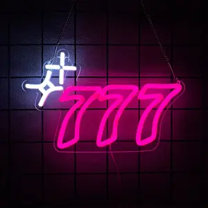 777 Neon Sign Angel Number Neon Lights Signs Lucky Number Seven Neon Signs for Wall Decor Decorative Neon Light White Star Neon Wall Sign 777 Light Up Sign for Bedroom Dorm Party Room Decor Neon Lamps, Decorative Ambiance Lighting