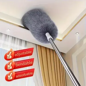 Extendable Microfiber Dusting Brush with Bendable Head - Reusable & Washable, Ideal for High Ceilings, Living Room, Bedroom, Bathroom, Car, and Patio - Battery-Free, Stainless Steel Handle, Feather Dusters, Bendable Cleaning Duster
