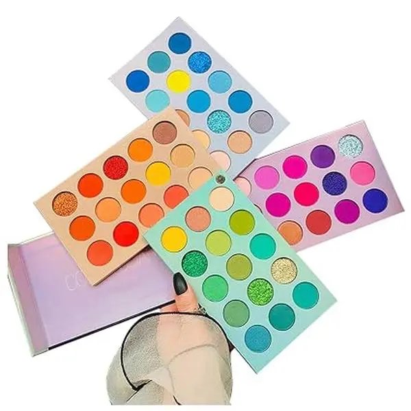 Eyeshadow Palette, 4 in1 Color Board Makeup Palette Set Highly Pigmented Glitter Metallic Matte Shimmer Natural Ultra Eye Shadow Powder Easy to Blend