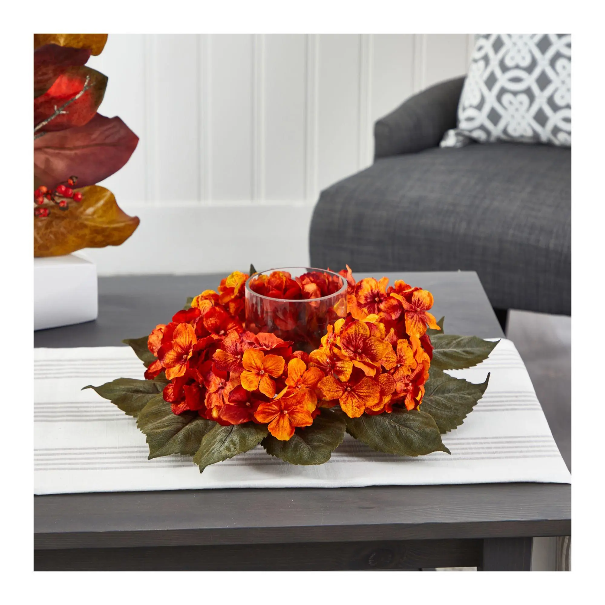 Nearly Natural 14" Autumn Hydrangea CandelabrumArrangement