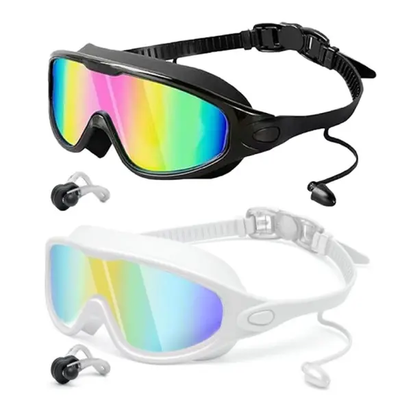 2-Pack Wide View Swimming Goggles - Anti-Fog, UV-Protective, Leak-Proof Swim Glasses for Men, Women (Sports & Outdoor Water Sports Gear)