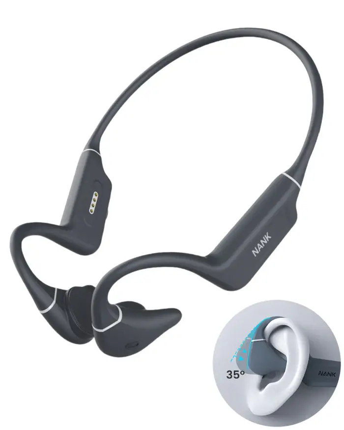 NANK Runner Diver2 Pro Adjustable Bone Conduction Headset - IP69 Waterproof Open-Ear ANC Wireless Multifunctional Earbuds, Bluetooth 5.4 Active Noise Canceling, 32GB MP3 Player, Built-in Mic, 10H Playtime for Running, Swimming, Mobile & Android Use
