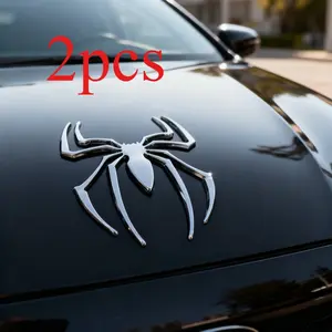 2pcs This Silver Spider Sticker Stops Traffic! Glossy metal auto decor that’s impossible to miss—friends keep asking where I got this bold accessory