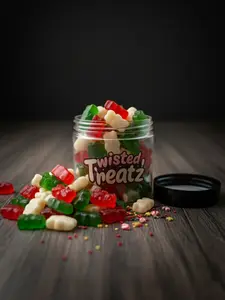 Christmas Gummy Bears Jar 15oz Fruity Chewy Holiday Candy Gift Treats for Kids & Adults