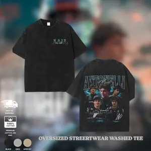Y2K Kimi Antonelli F1 Racing Shirt Vintage Washed – Unisex Oversized Streetwear T-Shirt, Motorsport Inspired Driver Print Shirt, Retro Racing Street Style Cotton Tee for Men Women