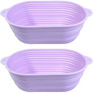 2 count  Bread Proofing Baskets, Collapsible Sourdough Bread Baking Supplies Dough Proofing Box Oven Safe for Artisan Bread Making for Professional and  Bakers ( and  Oval)