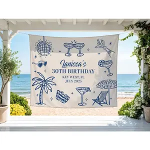 1pc of Birthday Banner, Beach-Themed Party Sign, Wall Decoration for Birthdays, Backdrop for Beach Parties, Personalized Party Tapestry, Tropical-Themed Wall Decor (3X5 Feet)