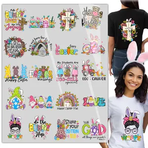 20sheet Easter Iron On Transfer T-Shirt Stickers Iron Heat Transfer Direct to Film Transfer DTF Transfers DTF transfers ready to press for T-Shirt /bag/Pillow