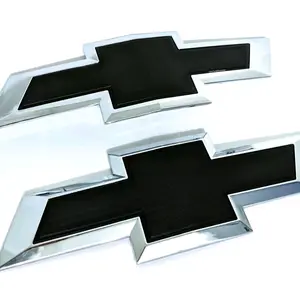 sticker Black Bowtie Emblem Set for 2014-2016 Chevy Silverado 1500 2500 3500 - Front & Rear decal bumper