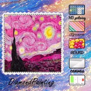 DIY 5D Flocking Diamond Painting Kit, AB Drills, Fairy Dust Drills, Crystal Drills, Starry Sky, Swirl, Village Diamond Embroidery, Special Craft Art Kit, Wall Decor, Gift for Family, Lover, Friends