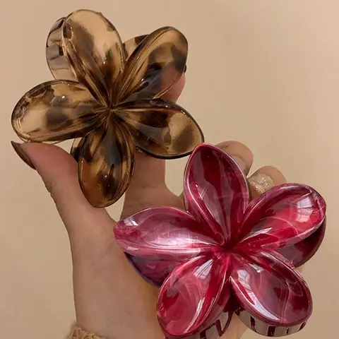 Leopard and Ombre Flower Hair Claws, Hair Claws Set, Elegant Minimalist Floral Hair Accessories for Women, Ideal for Daily Wear, Casual Outings and Parties, Flower Hair Clips