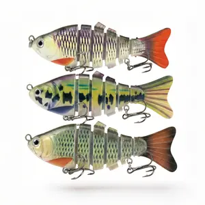 3PCS Easy Catch 6-Segment Real Swimming Lures 10cm 16g, ABS Hard Bait with 3D Simulated Eyes, Ultra Sharp Treble Hooks for Bass Trout Walleye Freshwater Fishingt, Walleye, Crappie, Pike fishing