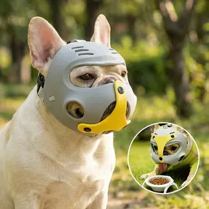Eva Material French Bulldog Dog Mouth Guard, Training Aid, Adjustable Breathable Bite Proof Swallow Proof, Easy to Clean, No Impact on Eating Drinking, Outdoor