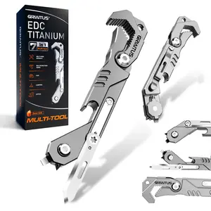 EDC Multi-Tool 7 in 1, Wrench, Bottle Opener, Ruler, Emergency Window Breaker and Seat Belt Cutter, EDC Pocket Multi-Tool as a Gift for Men (Bright Silver) Kitchen