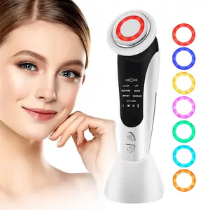 7-In-1 Facial Beauty Instrument with 7 Color LED Lights, Face & Neck Massager, 7 Modes & Adjustable Levels Skincare Tool, Wrinkle Removal Firming, Facial Beauty Machine