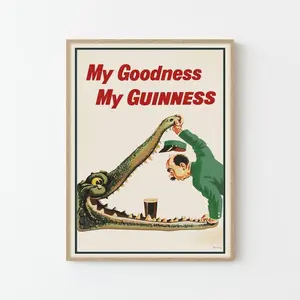 Guinness Crocodile Poster Print  Vintage John Gilroy Irish Beer Advertisement