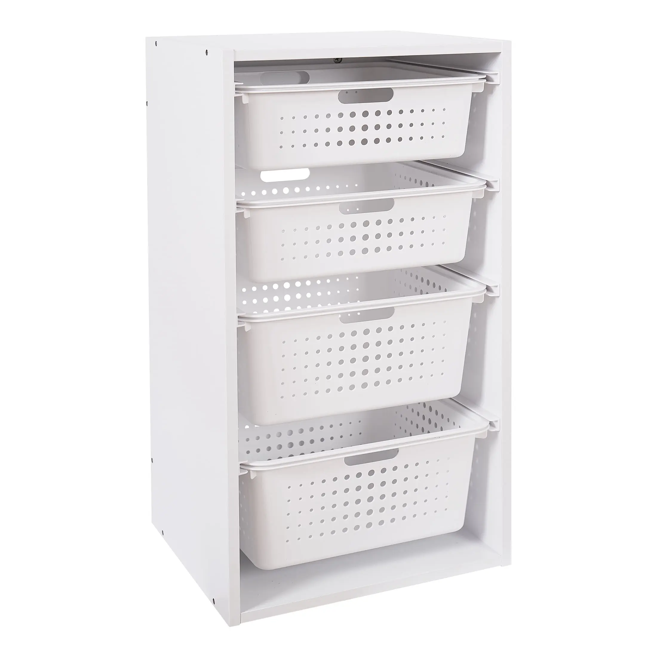Your Zone Sliding Bin Organizer with 4 Storage Bins for kids, White