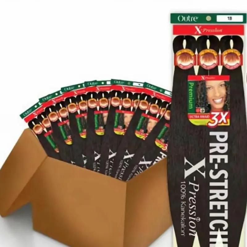 Outre Braids X-Pression Kanekalon 3x Pre-stretched Braid 52" Premium Ultra Smooth 100% Kanekalon Synthetic Hair Extensions(50 packs)
