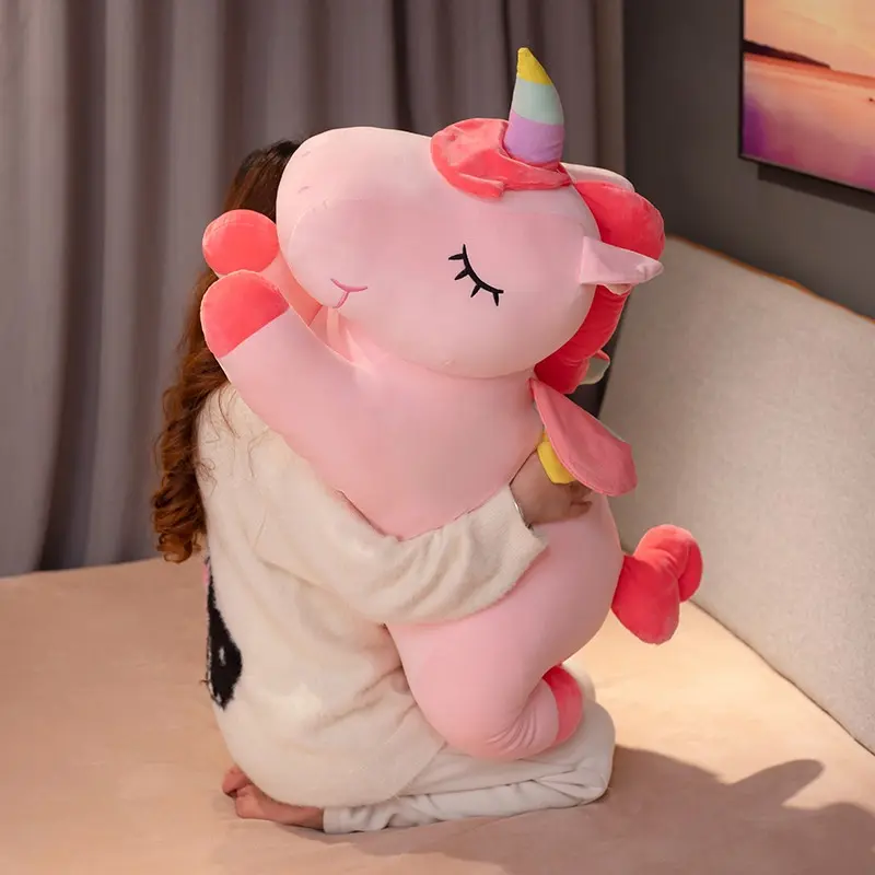 Cute Unicorn Design Plush Toy, 26 Inch Giant Unicorn Stuffed Animal Pillow, Soft Huggable Big Unicorn with Rainbow Wings Large Plush Toy, Cuddly Stuffed Animal, Soft Adorable Stuffed, Gifts for Girlfriend