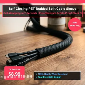 Expandable Braided Cable Sleeve, 1 Count Flexible Insulated Cable Protector, Wire Loom Tubing Heat Shield Wire Conduit, Cable Organizer for Auto Home Office Installation