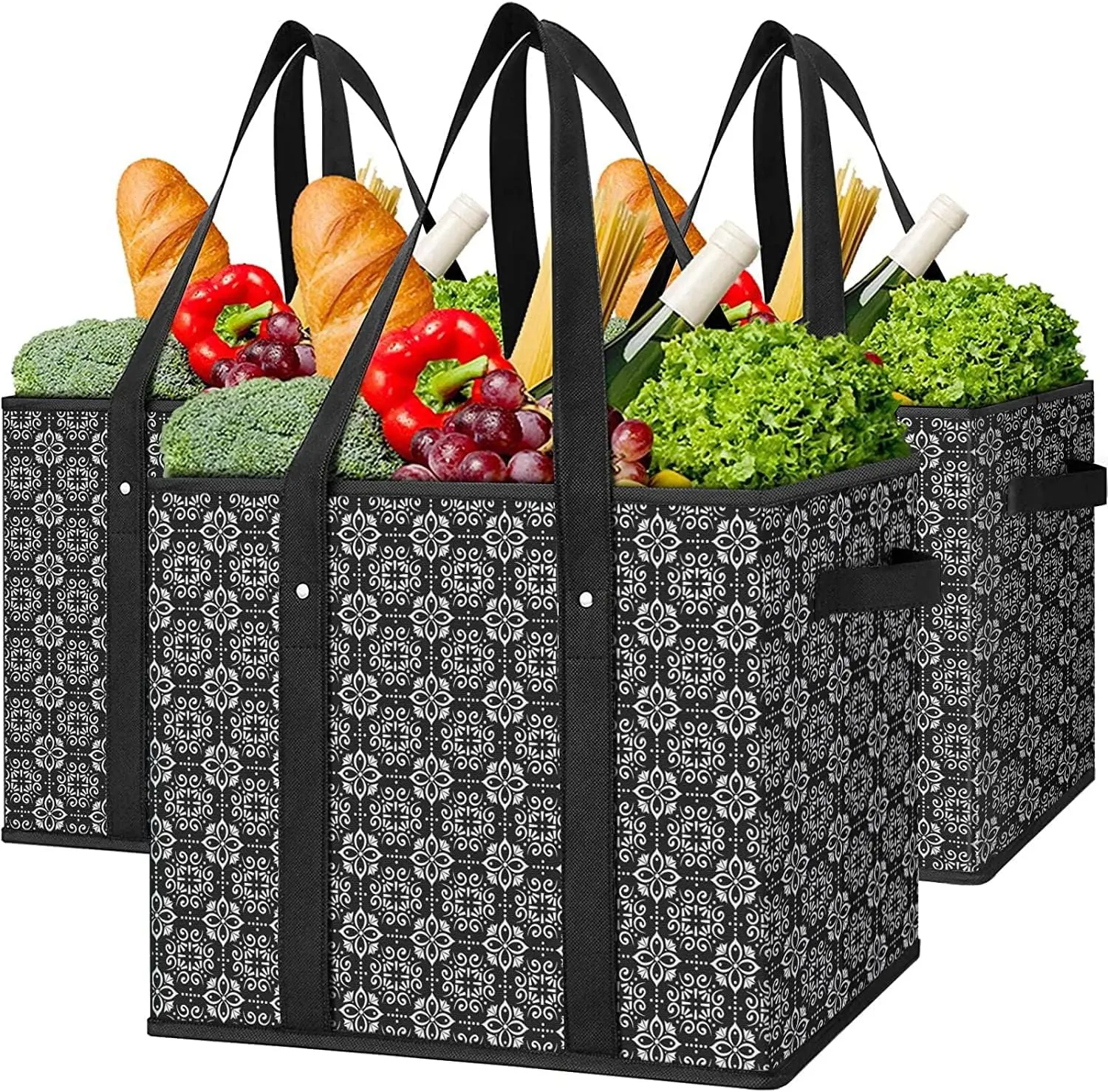 3-Pack Reusable Grocery Bags,Large Grocery Tote Bag Water Resistant Shopping Bags Foldable Grocery Bag for Shopping Clothes,Shoes and Picnic,deals for you