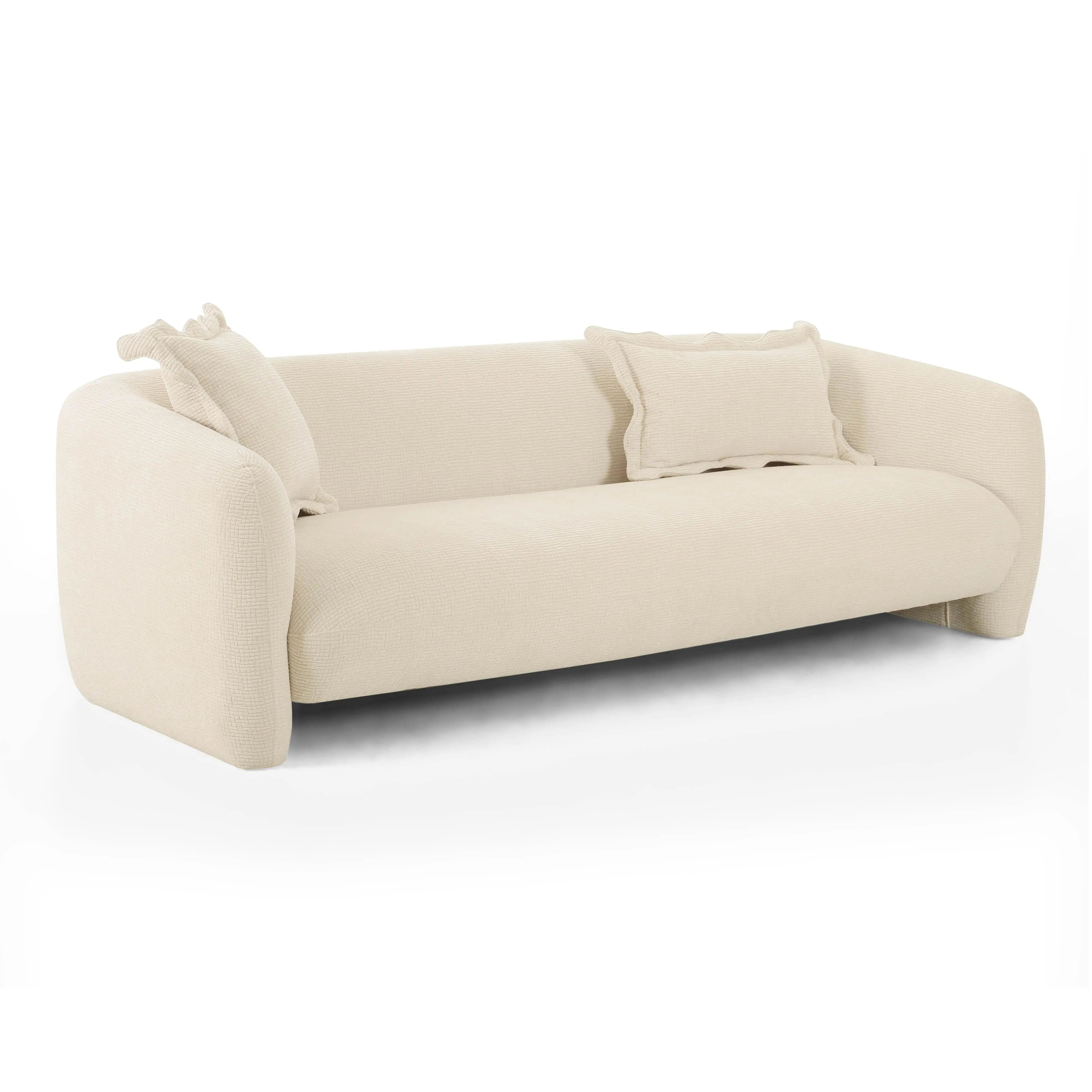 Lou 91" Sandstone Textured Performance Fabric Sofa