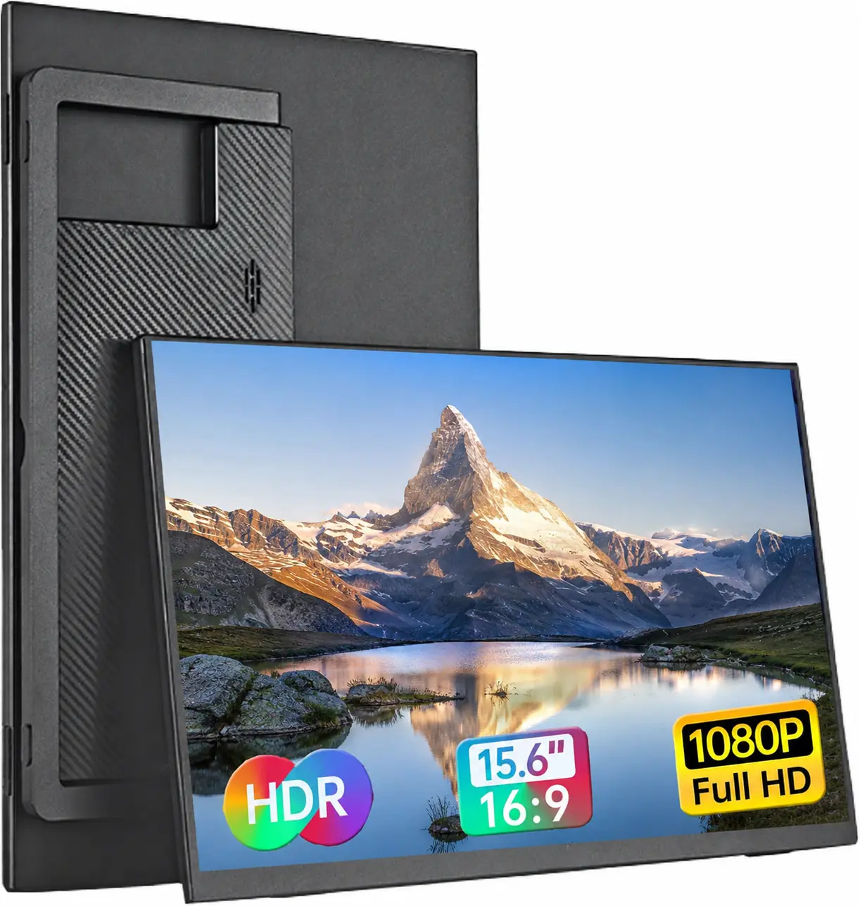 KVKID Portable Monitor, 15.6'' FHD 1080P USB-C HDMI Ultra-Slim Portable Screen Laptop Screen Extender, Portable Computer Monitor with Kickstand, Travel Monitor for Laptop PC Phone for Home