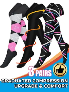Knee-Thigh High Compression Stockings, 15-20mmhg Support, Sports & Recovery Gear, Unisex Design, All Season Use, Tight-Fit Compression Socks