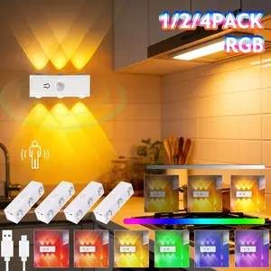 Smart Motion Sensor Night Light, RGB Gradual Effect, Atmosphere Lighting, Detachable Wall Lamp Body & Head, Detachable Design, Dual Lights, Wireless Stairway Light