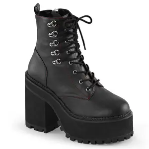 Demonia Assault-100 Ankle Boot with 4.75" Block Heel and 2.25" Cleated Platform for Women