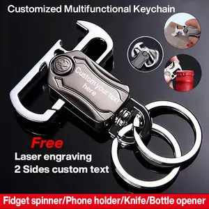 Personalized Custom Stainless Steel 360° Rotatable Clip Keychain - Universal Key Fob Holder with Carabiner Hook, Bottle Opener - Casual Fashion Accessory for Men, Cars Accessories, Ideal Gift for Him