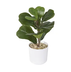 12x4" Artificial Fiddle Leaf Plant in White Pot